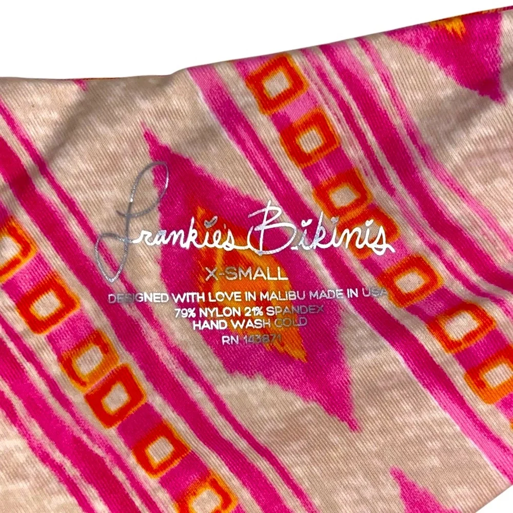 NWT FRANKIE’S BIKINIS Kaia Sherbet Pink Print Bikini Bottoms Size Extra Small